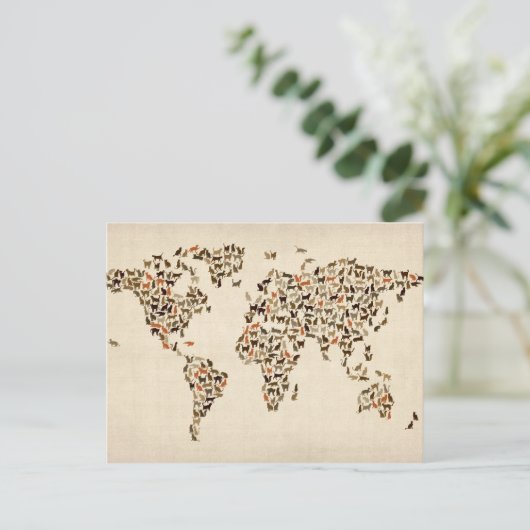 Cats Map of the World Map Briefkaart (Staand voorkant)
