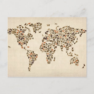 Cats Map of the World Map Briefkaart