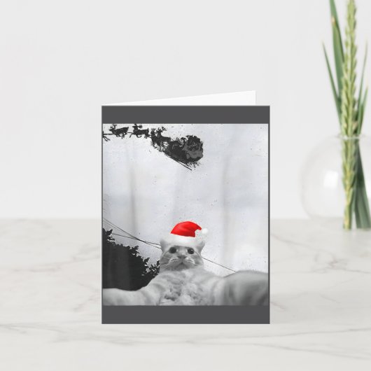 Cats Meme Funny Cat Selfie With Santa Hat Christma Kaart (Voorkant)