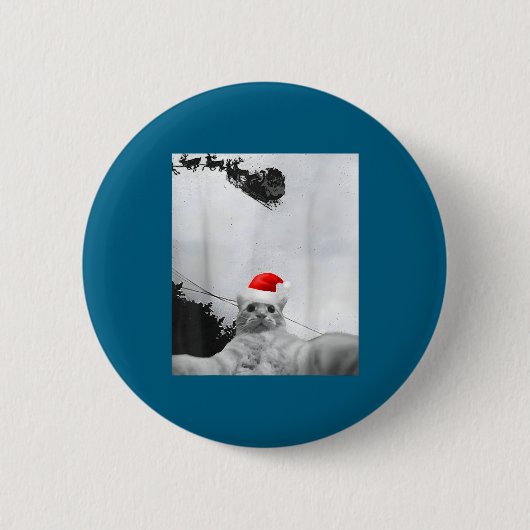 Cats Meme Funny Cat Selfie With Santa Hat Christma Ronde Button 5,7 Cm (Voorkant)