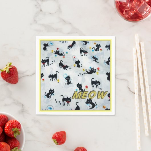 Cats Meow Kitten Pattern Napkins Servet (Insitu)