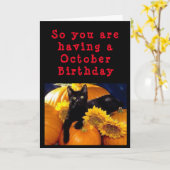 CAT'S MEOW SAY *HAPPY OKTOBER VERJAARDAG* KAART (Gele Bloem)