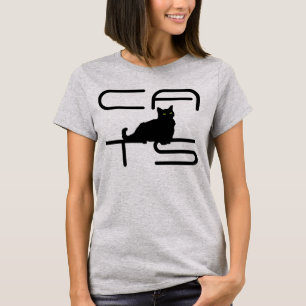"CATS" met bedelende zwarte kattensilhouet T-Shirt