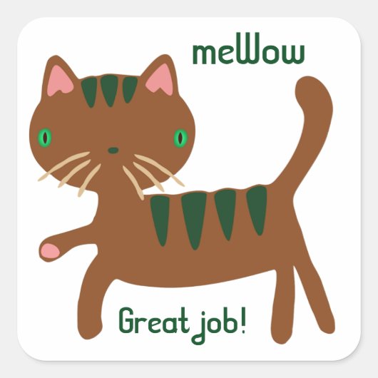 Cat's meWOW Grote Job Sticker Square (Voorkant)
