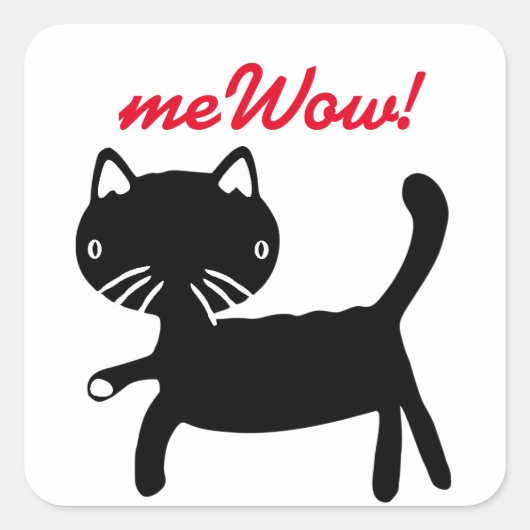 Cat's meWOW Zwart & Wit Goed Werk Sticker (Voorkant)