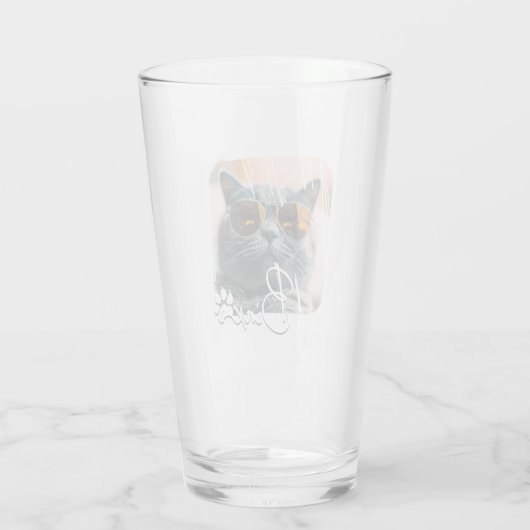 Cat's Modern Simple Cool Grunge Naam en foto Glas (Achterkant)