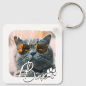 Cat's Modern Simple Cool Grunge Naam en foto Sleutelhanger (Achterkant)