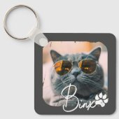 Cat's Modern Simple Cool Grunge Naam en foto Sleutelhanger (Voorkant)
