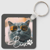 Cat's Modern Simple Cool Grunge Naam en foto Sleutelhanger (Achterkant)