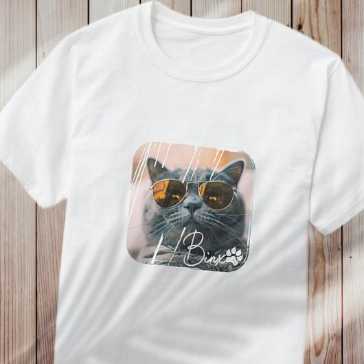 Cat's Modern Simple Cool Grunge Naam en foto T-shirt