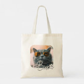 Cat's Modern Simple Cool Grunge Naam en foto Tote Bag (Achterkant)