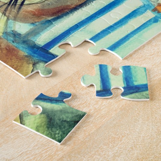 Cats Moon Waterverf Art Legpuzzel (Zijkant)