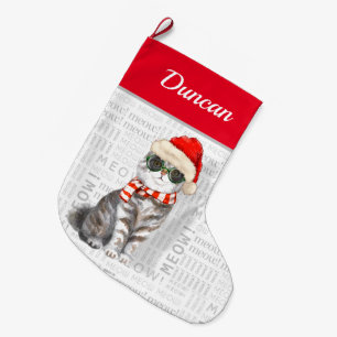 Cat's Name Schotse Vouw Kat Kerstmis Grote Kerstsok
