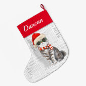 Cat's Name Schotse Vouw Kat Kerstmis Grote Kerstsok (Achterkant (Hangend))