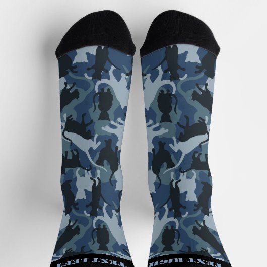 Cats Navy Camouflage Pattern Socks Sokken (Top)