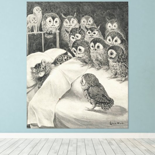 Cats Nightmare. Louis Wain Canvas Afdruk (Insitu (Houten vloer))