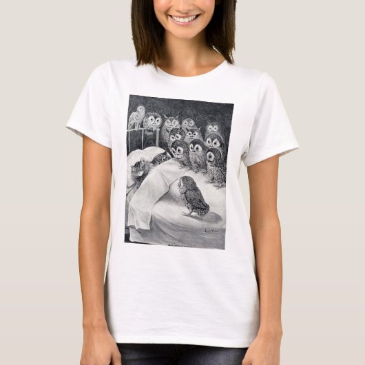 Cats Nightmare Owl Bird, Louis Wain T-shirt (Voorkant)