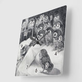 Cats Nightmare Owl Bird, Louis Wain Vierkante Klok (Hoek)