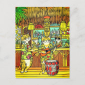 Cats on an Island Vacation in a Tiki Bar Briefkaart (Voorkant)