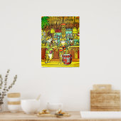 Cats on an Island Vacation in a Tiki Bar Poster (Keuken)