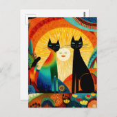Cats on Bright and Colorful Background, Briefkaart (Voorkant / Achterkant)