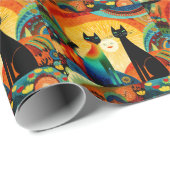 Cats on Bright and Colorful Background, Cadeaupapier (Rol Hoek)