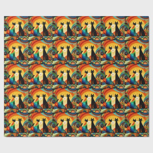 Cats on Bright and Colorful Background, Cadeaupapier (Zoom)