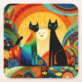 Cats on Bright and Colorful Background, Kartonnen Onderzetters (Voorkant)