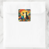 Cats on Bright and Colorful Background, Vierkante Sticker (Tas)