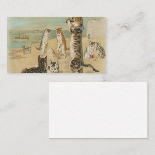 Cats On The Beach Vintage Visitekaartje (Voorkant / Achterkant)