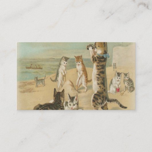 Cats On The Beach Vintage Visitekaartje (Voorkant)