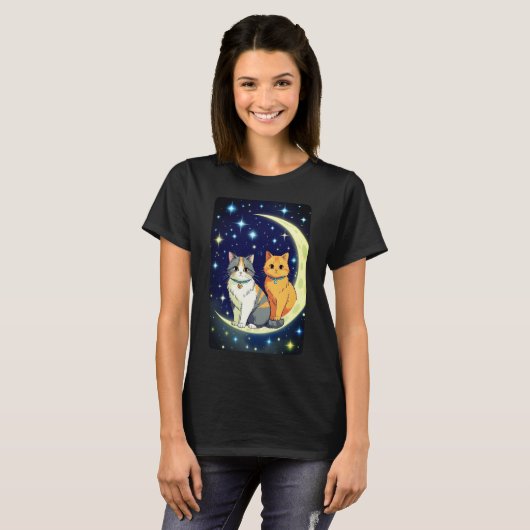 CATS ON THE MOON T-SHIRT (Voorkant volledig)