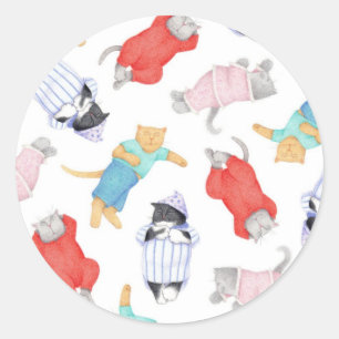 CATS PAJAMAS Small Round Stickers