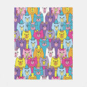 Cats Patroon voor kleurrijke Cartoon Fleece Deken (Voorkant)