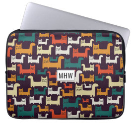 Cats Pattern aangepaste monogram laptophoezen Laptop Sleeve