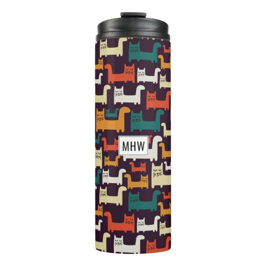 Cats Pattern aangepaste monogram tumbler Thermosbeker (Voorkant)
