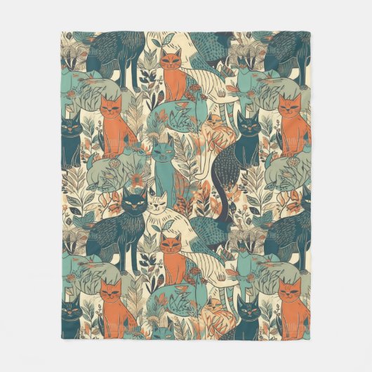 Cats Pattern Fleece Deken (Voorkant)