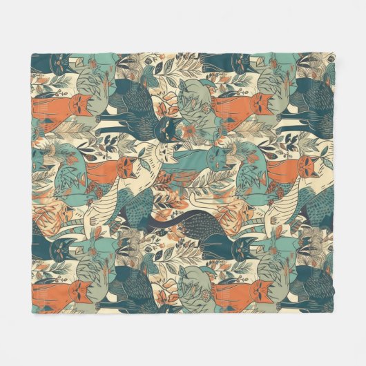 Cats Pattern Fleece Deken (Voorkant (Horizontaal))