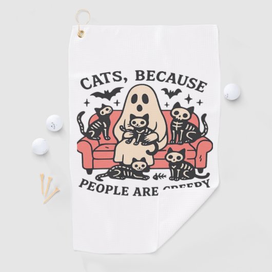 Cats People zijn griezelig skelet Halloween T-shir Golfhanddoek (Insitu)