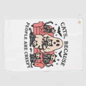 Cats People zijn griezelig skelet Halloween T-shir Golfhanddoek (Horizontaal)