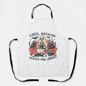 Cats People zijn griezelig skelet Halloween T-shir Schort (Voorkant)