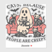 Cats People zijn griezelig skelet Halloween T-shir Sticker (Vel)