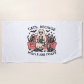 Cats People zijn griezelig skelet Halloween T-shir Strandlaken (Voorkant)