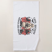 Cats People zijn griezelig skelet Halloween T-shir Strandlaken (Voorkant)