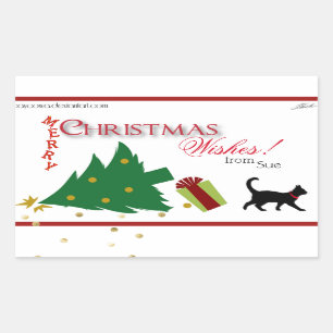 Cat's perspectief van kerstcadeautjes Label sticke