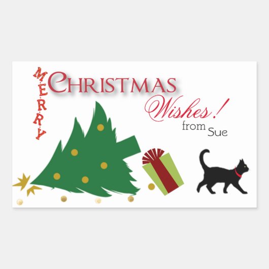 Cat's Perspective of Christmas Gift Label Stickers (Voorkant)