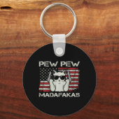 Cats Pew Pew Madafakas USA Funny Cat Lover Sleutelhanger (Voorkant)