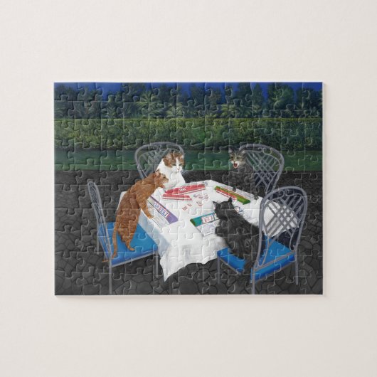 Cats Playing Mahjong Legpuzzel (Horizontaal)