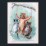 Cats Playing on a Swing, Louis Wain Poster<br><div class="desc">Louis Wain (5 August 1860 – 4 July 1939) was an English artiste known for his drawings, which consistently featured anthropomorphized large-eyed cats and kittens. In his later years he may have suffered from schizophrenia (although this claim is disputed), which, according to some psychiatrists, can be seen in his works. Quote:Wikipedia</div>