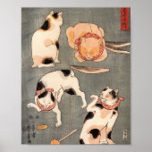 Cats Playing Utagawa Kuniyoshi Poster (Voorkant)